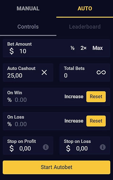 Auto Bet Settings